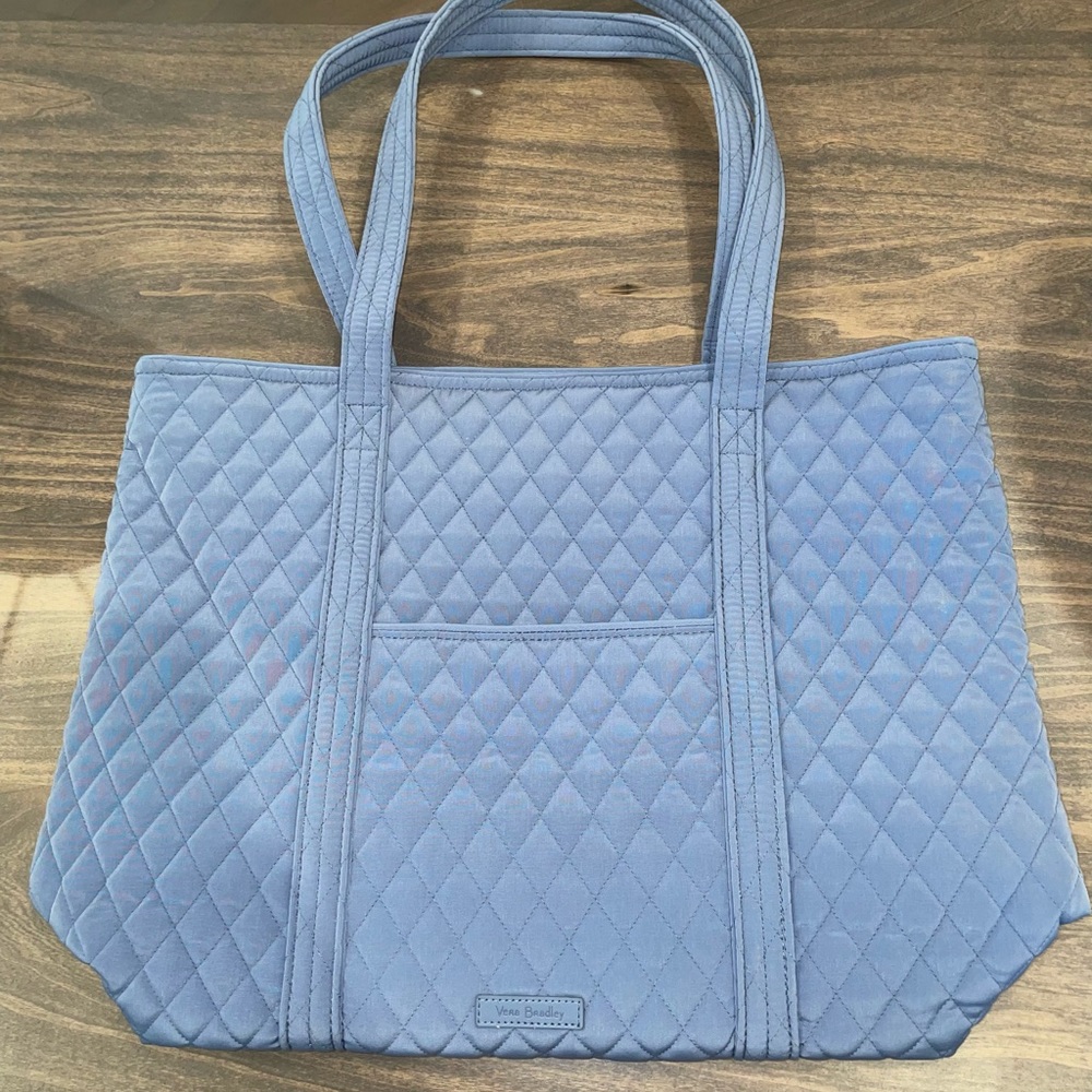 Vera Bradley Large Vera Tote Bag, Rustic Blue Microfiber